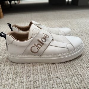 Chloé White Leather Lauren Sneakers - size 8